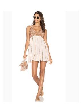 Intimately Free People Rose Gold Sequin Mini Dress Small